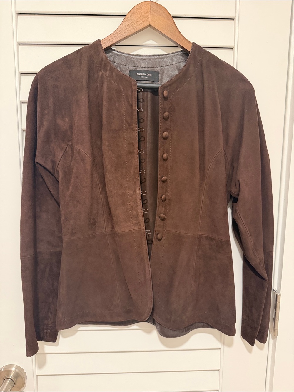 Massimo Dutti Brown Suede Button-Front Women's Jacket